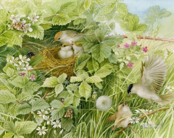 動物 Painting - 5月に鳥が巣を作る